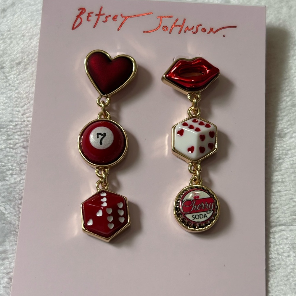 Betsey Johnson Mismatch Charm Earrings NWT - Picture 3 of 6